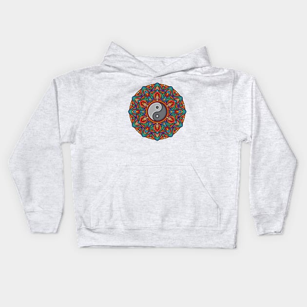 Ying Yang Mandala Kids Hoodie by Mako Design 